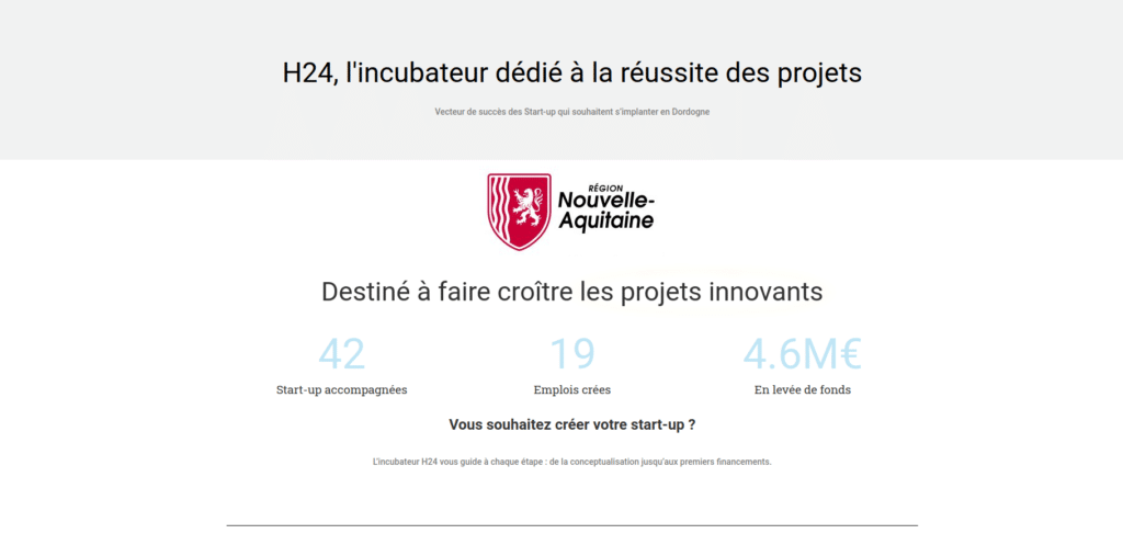 H24, Incubateur Dordogne